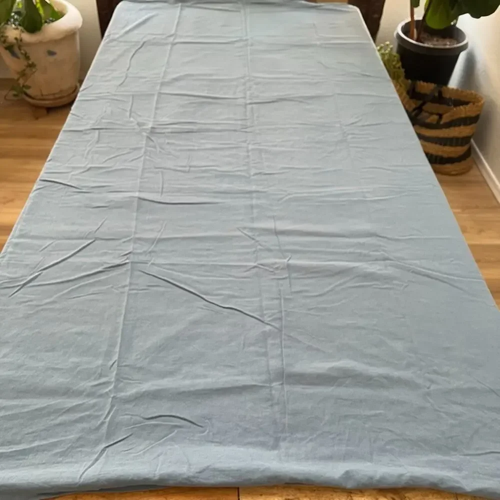 Bedsure Blue Cotton Linen Blend Full Duvet Cover Button Closure
